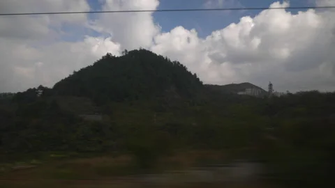 Day time changsha train road trip passenger window pov panorama 4k china Video stock 158642475