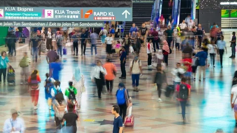 Day time kuala lumpur train station main hall panorama 4k timelapse malaysia Stock Footage 104438118