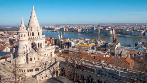Day time lapse view of the skyline of Budapest Stock Footage 170371885