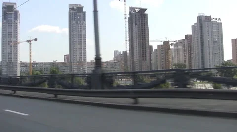 Day Time Modern Buildings Car Shooting Kiev Stock Footage 46160768