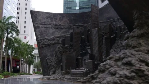 Day time singapore raffles street city monument panorama 4k Stock Footage