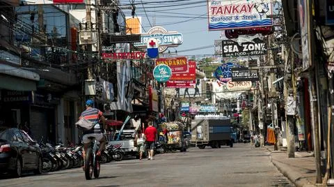The day time view in walking street in Pattaya in 2015 Stock Photos