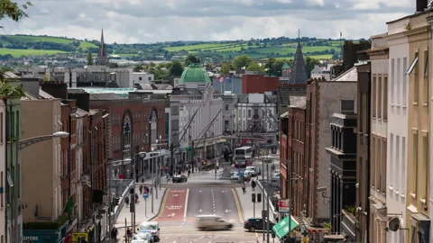 Day Timelapse of Cork Ireland, Cathedral, Main St. Patrick's street and bridge. Stock Footage 137861908