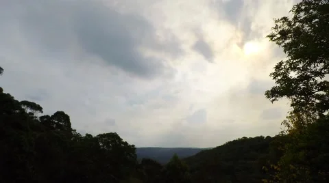 Day Timelapse Over the Valley with Light Coming through Bushfire Smoke  Stock Footage 66459838