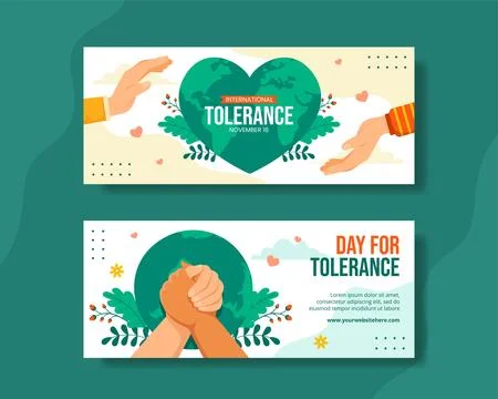 Day for Tolerance Horizontal Banner Flat Cartoon Hand Drawn Templates Backg.. Stock Illustration
