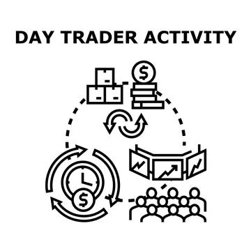 Day trader activity cycle investing and market analysis Stock-Illustration