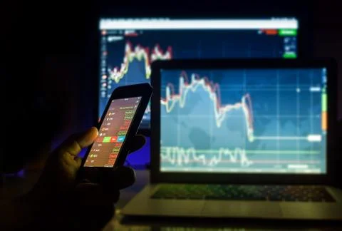 Day trader charts Stock Photos