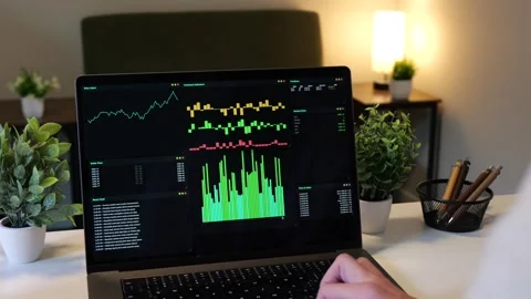 Day Trader Uses Custom Stock Market Trading App Stock Footage 320634768