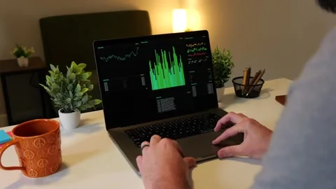 Day Trader Uses Custom Stock Market Trading App Stock Footage 320634813