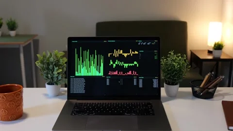 Day Trader Uses Custom Stock Market Trading App Stock Footage 320634851