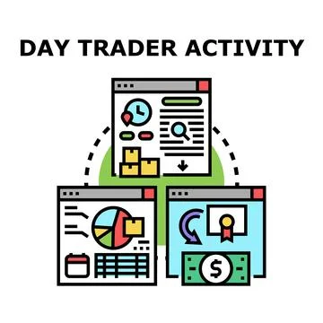 Day trading activity concept illustrating online finance analytics Stock Illustration