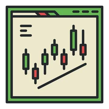 Day Trading in Web Browser vector Crypto Trading colored icon or sign Illustration