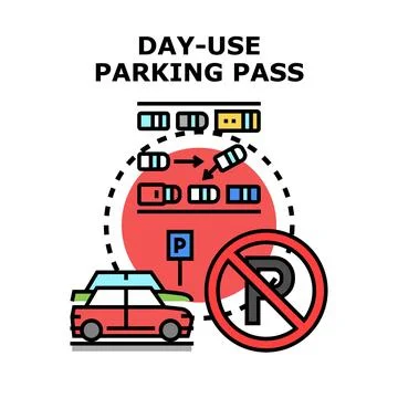 Day use parking pass concept vector illustration Stockillustratie