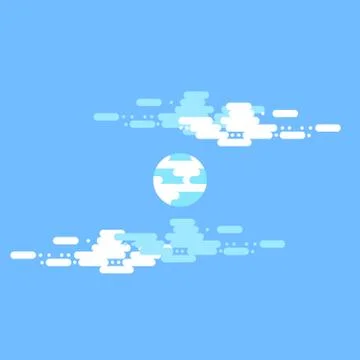 Day vector flat illustrations or banners. Sun. Half day sun with clouds. Flat Stock Illustration