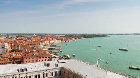 Day venice campanile view point bay panorama 4k time lapse italy Vídeo Stock 68892702