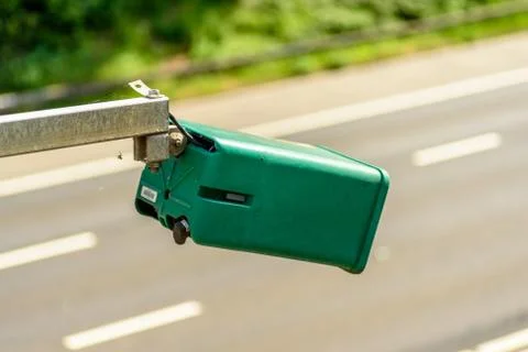 Day view of average speed traffic camera over UK Motorway Stock-Fotos