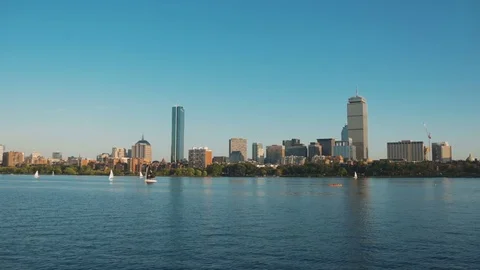 Day View of Boston Skyline and Charles River Video stock 80695646