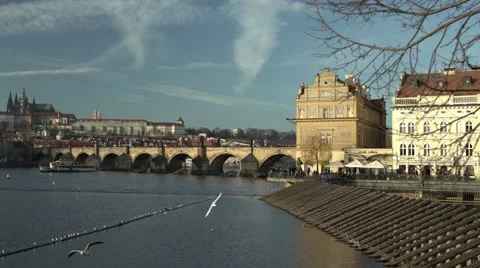 Day View of Charles Bridge in Prague, Czech Republic Stock Footage 59050402