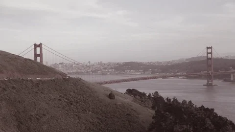 Day view of Golden Gate Bridge in San Francisco, California ,wide shot. Stock Footage 70268769