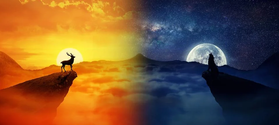 Day vs night Stock-Illustration