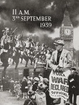 The day war was declared, 11 a.m. 3rd September, 1939.  From The War in Pictures Stock Photos