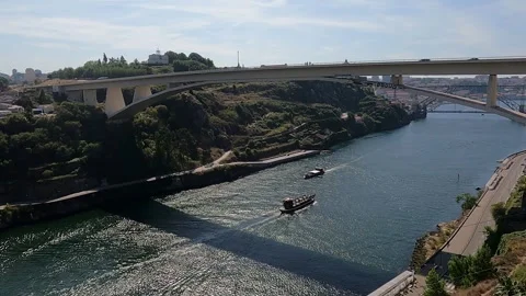 A Day by the Water: Exploring Porto's Douro River Stock Footage 285532626