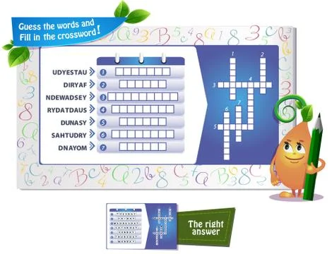 Day of the week crossword Stock Illustration