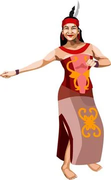 Dayak Indonesia Dancer Stock Illustration