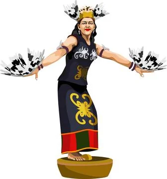 Dayak Indonesia Dancer Stock Illustration