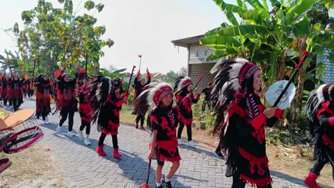 Dayak tribe theme parade Stock Footage 283417692