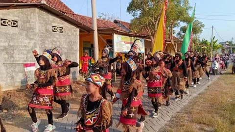 Dayak tribe theme parade Stock Footage 283422596
