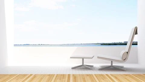Daybed on terrace in hotel - 3D Rendering Stock Illustration