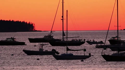 Daybreak in Maine harbor. Stock Footage 31584755