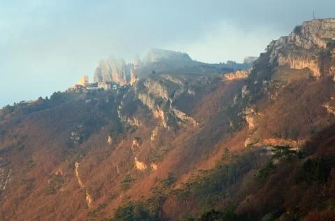 Daybreak mountain landscape Stock Photos