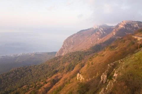 Daybreak mountain landscape Stock Photos