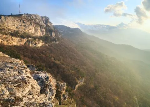 Daybreak mountain landscape Stock Photos