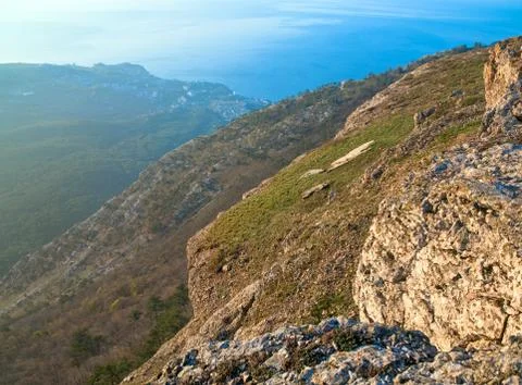 Daybreak mountain landscape Stock Photos