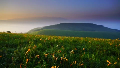 The Daybreak over the Nikko Kiso and the Mountain Ranges of Tateshina and Stock Footage 330987228