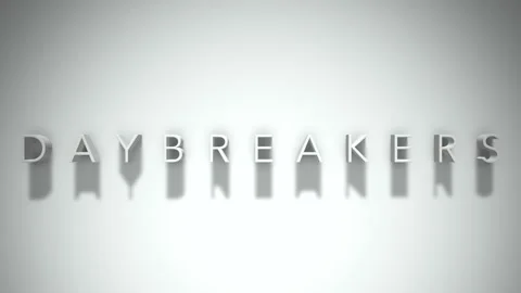 Daybreakers 3D title animation with shadows on a white background Stock Footage 297567465