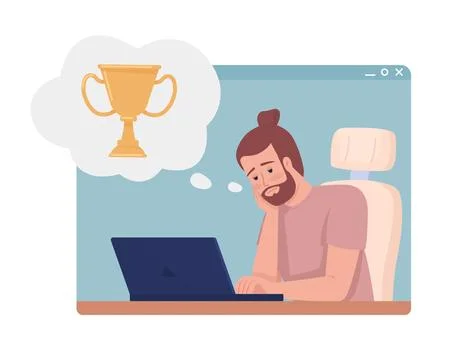 Daydreaming about success 2D vector isolated illustration Stockillustratie