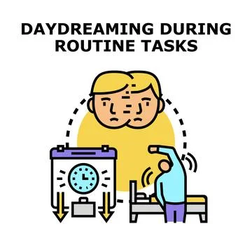 Daydreaming during everyday routine tasks concept vector Stock Illustration