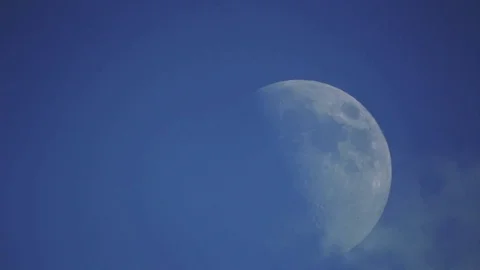 Daylight Moon With Moving Clouds Stock Footage 70351046