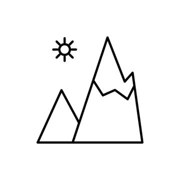 Daylight Mountain Adventure Thin Line Icon Design Stock Illustration
