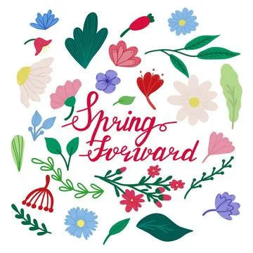 Daylight Saving  concept lettering.  Spring Forward Time. Vector Illustrati.. Stock Illustration