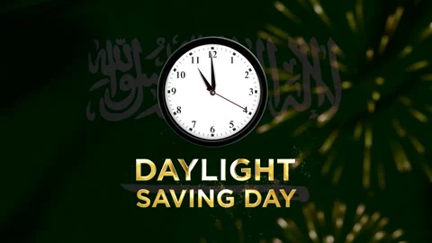 Daylight saving day celebration concept with a wall clock on a glowing abst.. Vídeos de archivo 346541265