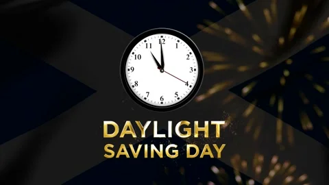 Daylight saving day celebration concept with an analog wall clock and golde.. Stock Footage 346541268