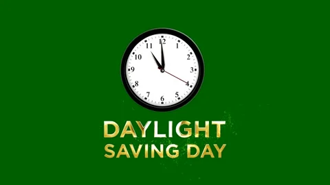 Daylight saving day concept featuring a round analog wall clock over a brig.. 動画素材 346541131