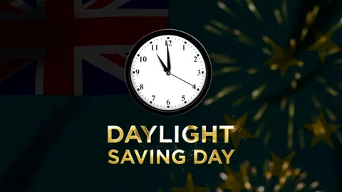 Daylight saving day concept featuring a wall clock with Tuvalu flag in the .. 库存影片 346541292