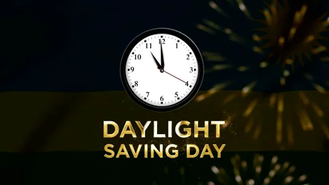Daylight saving day concept featuring an analog clock face on a decorative .. Stock Footage 346541298