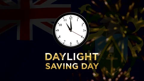Daylight saving day concept featuring an analog clock over the Pitcairn Isl.. Stock Footage 346541326